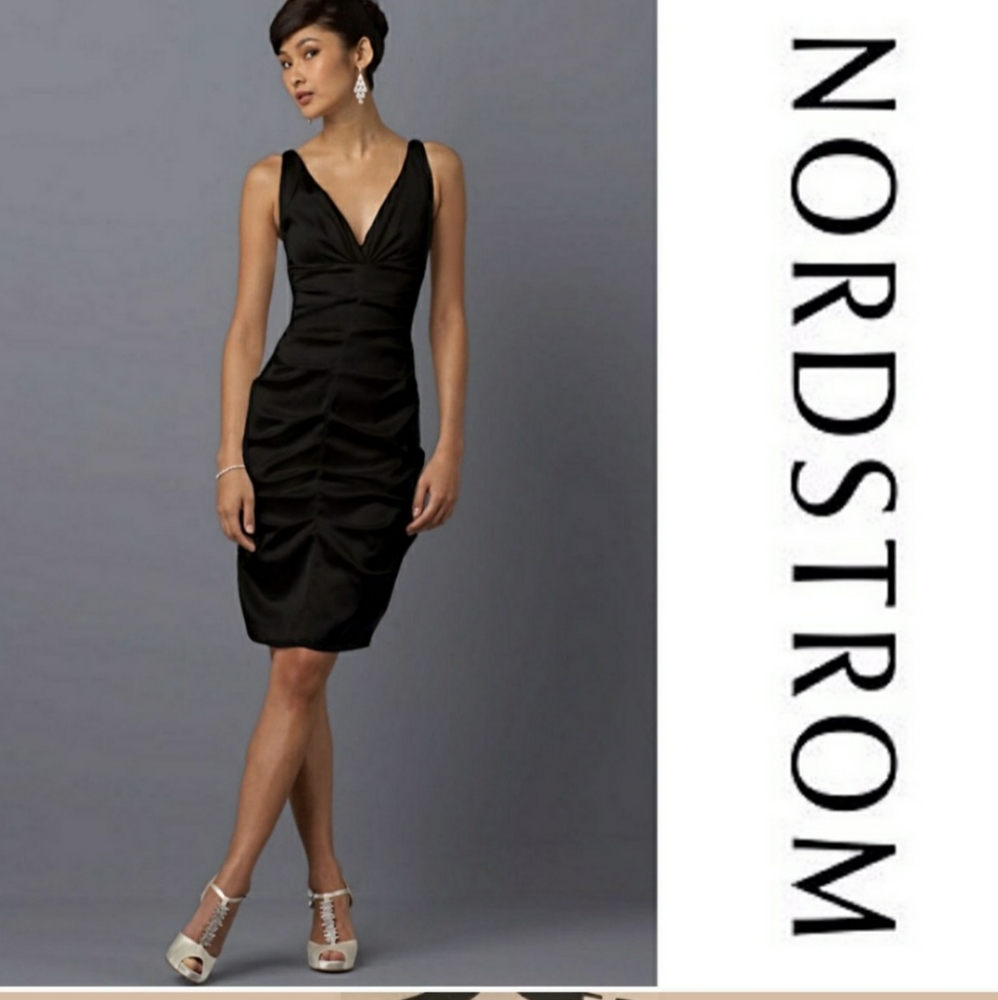 Xscape Black Ruched Knee Length Dress 10